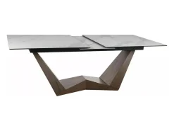 Mesa de comedor extensible con tablero de cerámica imitación mármol blanco Stunt