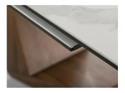 Mesa de comedor extensible con tablero de cerámica imitación mármol blanco Stunt