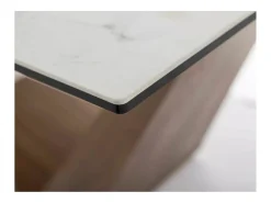 Mesa de comedor extensible con tablero de cerámica imitación mármol blanco Stunt
