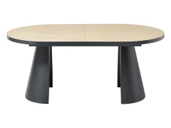 Mesa de comedor extensible de 6 a 10 personas en MDF y metal - Natural y Negro - KORIZEA