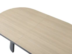 Mesa de comedor extensible de 6 a 10 personas en MDF y metal - Natural y Negro - KORIZEA