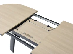 Mesa de comedor extensible de 6 a 10 personas en MDF y metal - Natural y Negro - KORIZEA