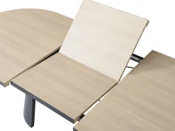 Mesa de comedor extensible de 6 a 10 personas en MDF y metal - Natural y Negro - KORIZEA