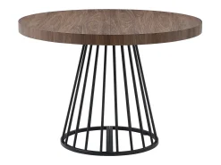 Mesa de comedor extensible 2 a 12 personas en MDF y acero - Marrón oscuro natural y negro - FIRELA