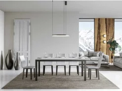 Mesa de comedor extensible Karry evolución-Color Blanco-Soporte 4 pies-Ancho extensible