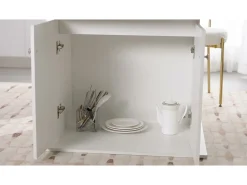Mesa de comedor extensible - con almacenamiento debajo - estilo moderno - Blanco