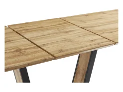 Mesa de comedor extensible 6 a 10 comensales de MDF y metal - Natural y negro - VITENO