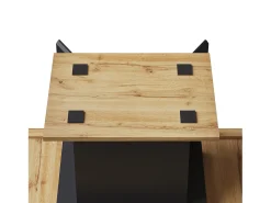 Mesa de comedor extensible para 4 a 6 personas - Estampado de cuadros con puertas - Negro y madera