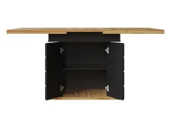 Mesa de comedor extensible para 4 a 6 personas - Estampado de cuadros con puertas - Negro y madera
