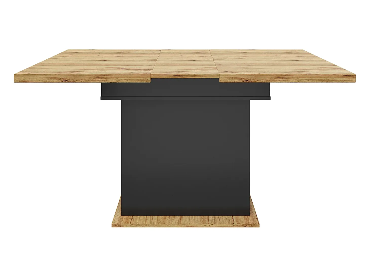 Mesa de comedor extensible para 4 a 6 personas - Estampado de cuadros con puertas - Negro y madera