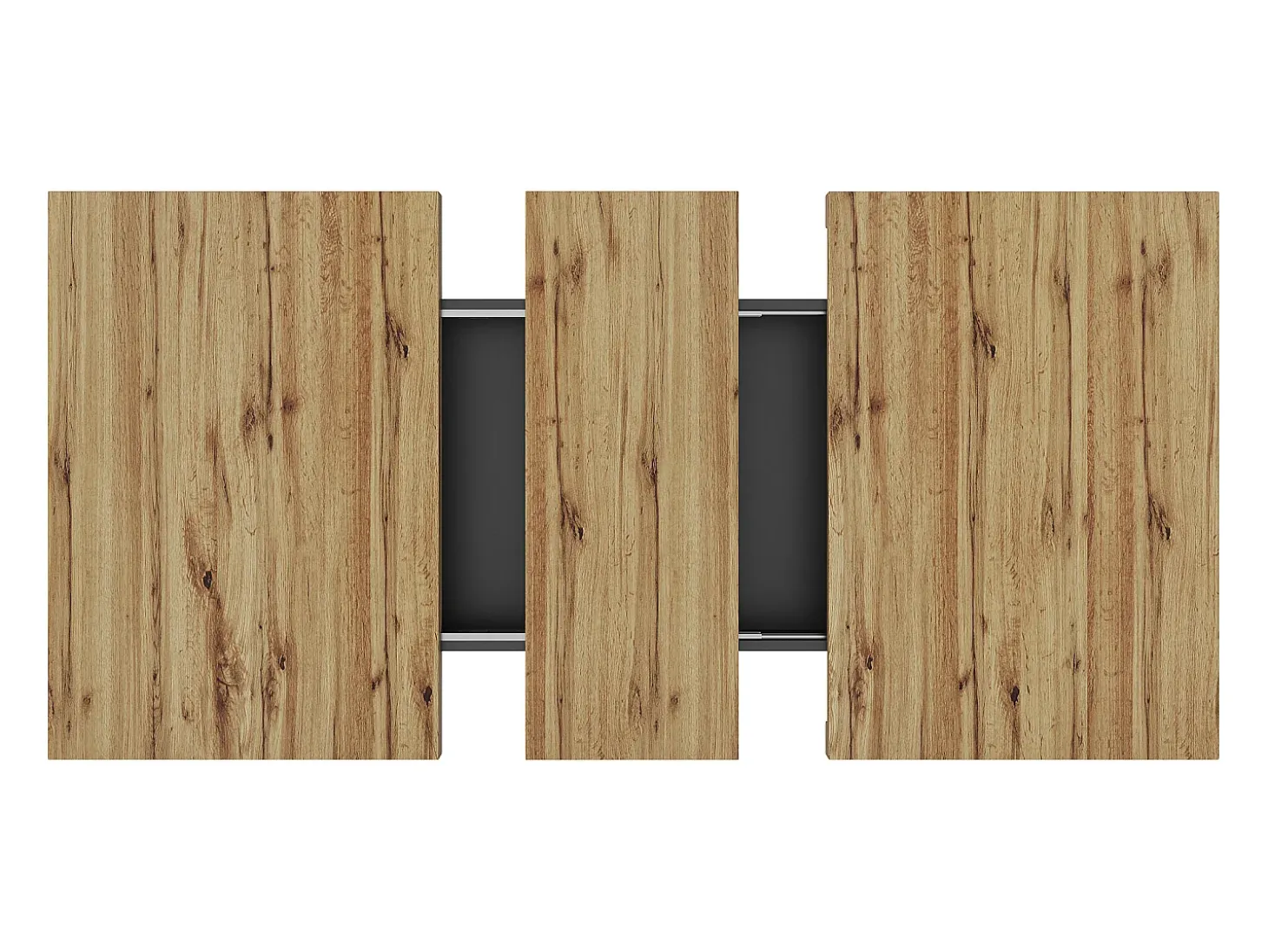 Mesa de comedor extensible para 4 a 6 personas - Estampado de cuadros con puertas - Negro y madera