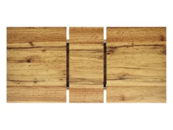 Mesa de comedor extensible 160x80x66 cm - 6 personas - patas de mesa en forma de estrella - tablero de mesa imitación nogal - Natural
