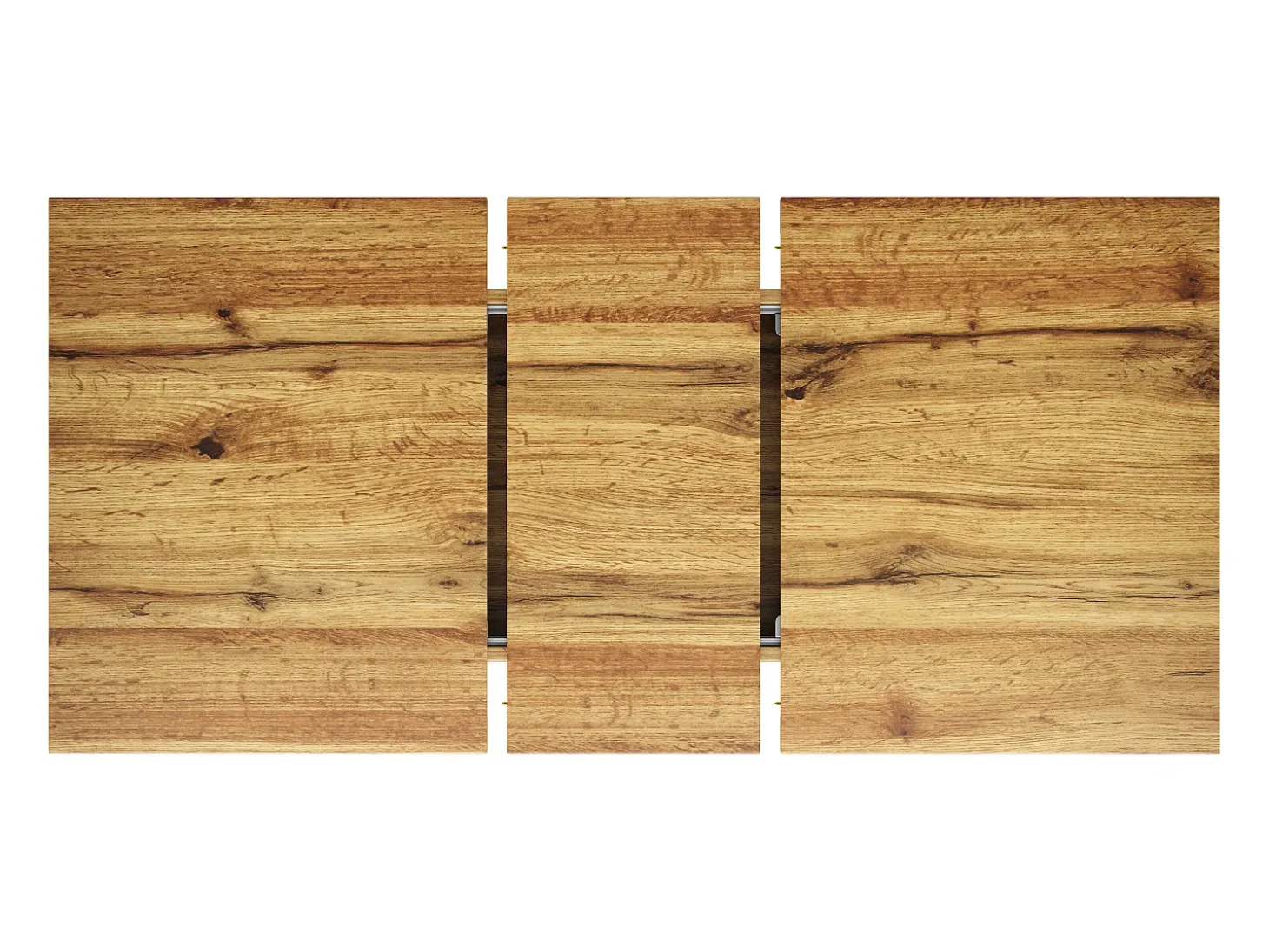 Mesa de comedor extensible 160x80x66 cm - 6 personas - patas de mesa en forma de estrella - tablero de mesa imitación nogal - Natural