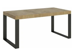 Mesa de comedor extensible tiroz-Color Gris cemento-Soporte 4 pies-5 alargaderas finas-Ancho extensible