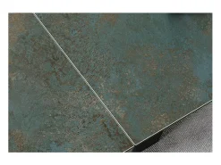 Mesa de comedor extensible de diseño Ossido Verde Holly con tapa de cerámica