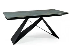 Mesa de comedor extensible de diseño Ossido Verde Holly con tapa de cerámica