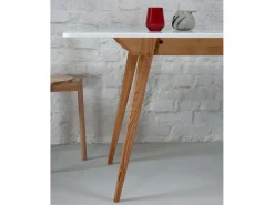 Mesa de comedor extensible 90 x 65 cm Envelope Blanco Tiza Roble