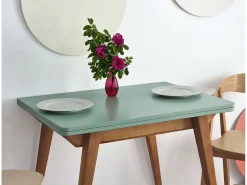 Mesa de comedor extensible 90 x 65 cm Envelope Blanco Tiza Roble