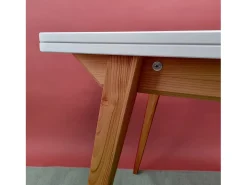Mesa de comedor extensible 90 x 65 cm Envelope Blanco Tiza Roble