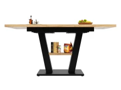 Mesa de comedor extensible para 4 a 6 personas - 118/157 x 70 x 75 cm - Tablero extensible - MDF + Patas de metal - Natural + negro