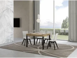 Mesa de comedor extensible Karry-Color Natural-Soporte 4 pies-Ancho extensible