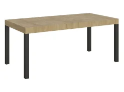 Mesa de comedor extensible Karry-Color Marrón-Base y soporte con ruedas-Ancho extensible