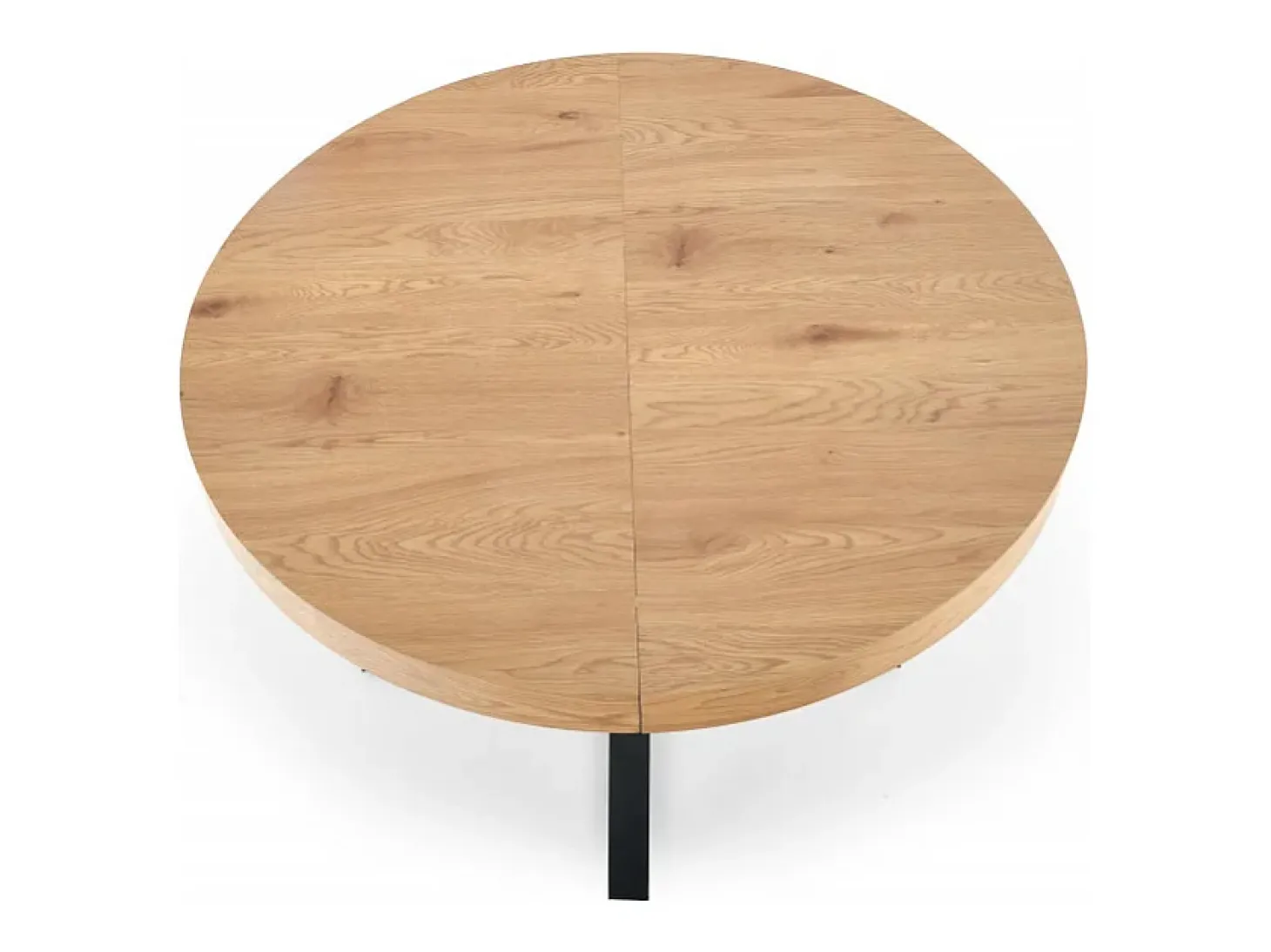 Mesa de comedor extensible con tablero de aspecto roble y patas de metal negro CERVANTES