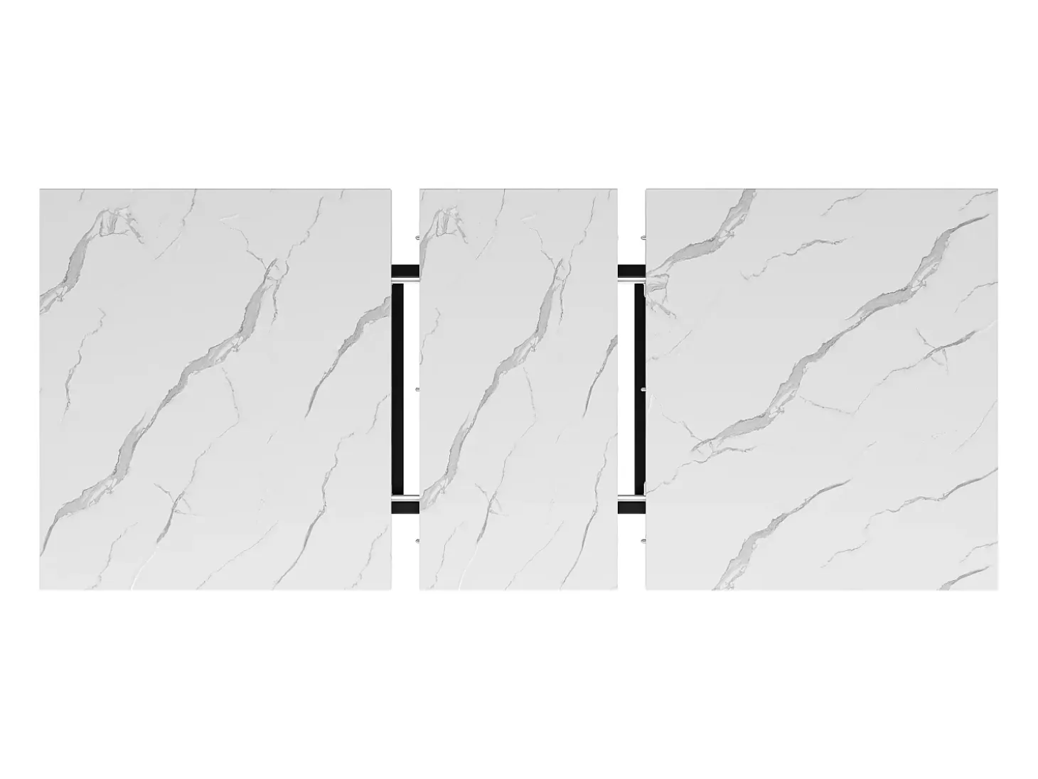Mesa de comedor extensible (140-179.5 x 80 cm) - en MDF y metal - tablero efecto mármol - Blanco