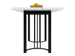Mesa de comedor extensible (140-179.5 x 80 cm) - en MDF y metal - tablero efecto mármol - Blanco