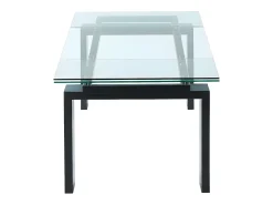 Mesa de comedor extensible LUBANA - Cristal templado, metal - negro