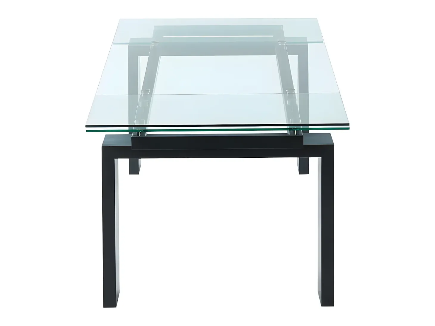 Mesa de comedor extensible LUBANA - Cristal templado, metal - negro