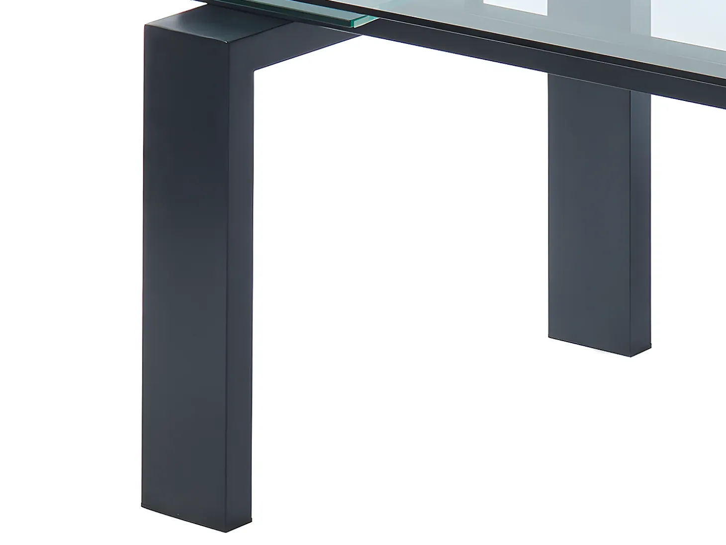 Mesa de comedor extensible LUBANA - Cristal templado, metal - negro
