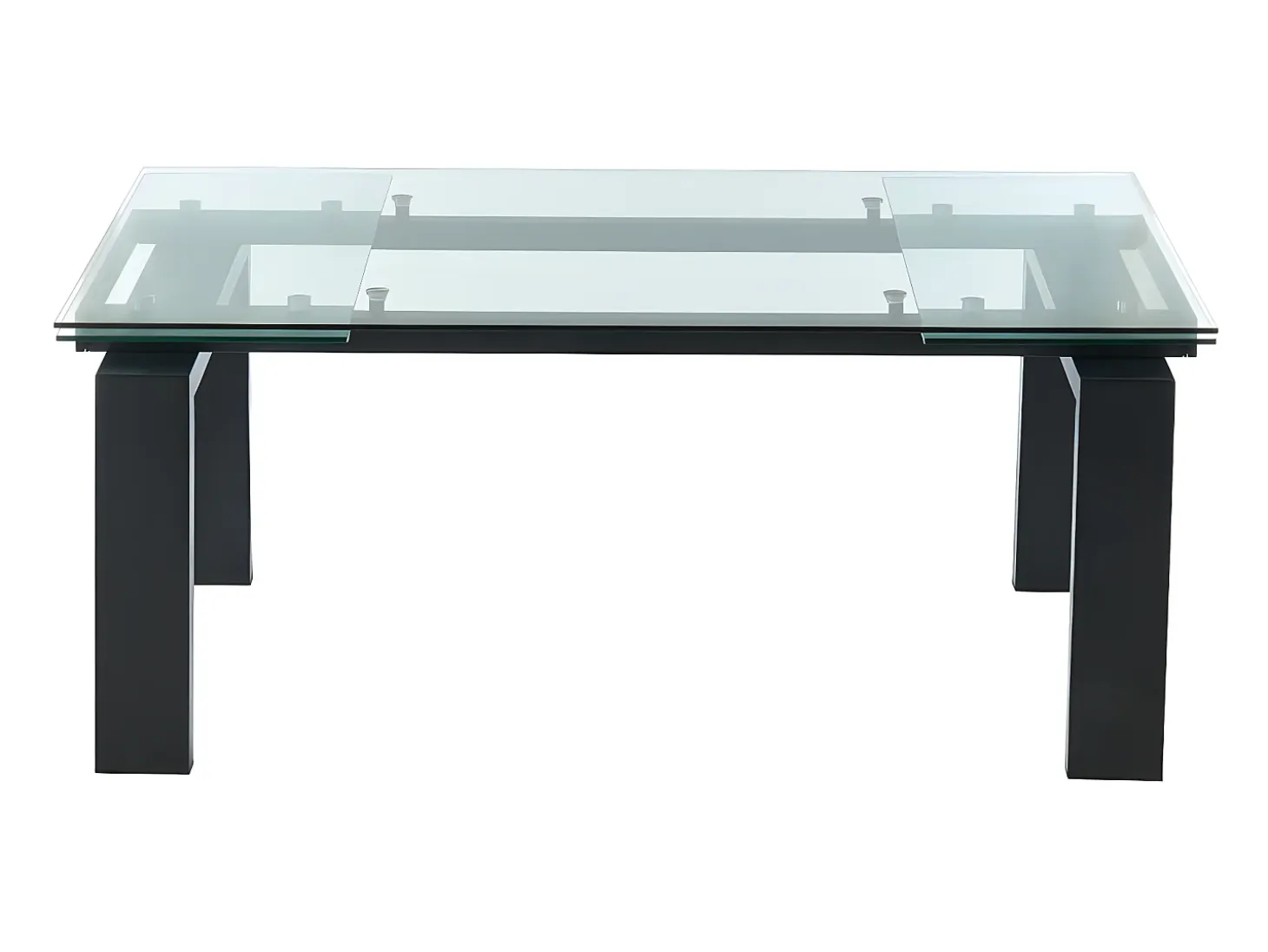 Mesa de comedor extensible LUBANA - Cristal templado, metal - negro