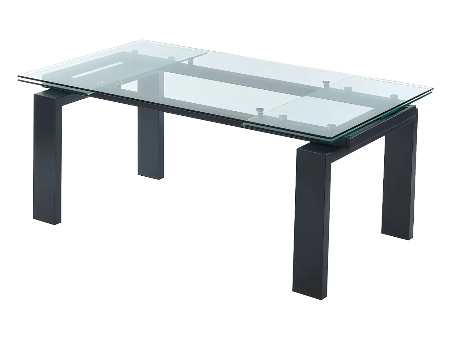 Mesa de comedor extensible LUBANA - Cristal templado, metal - negro