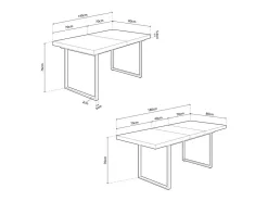 Mesa de comedor extensible Natural roble Nordish/negro 140-180x80x76 cm Adec