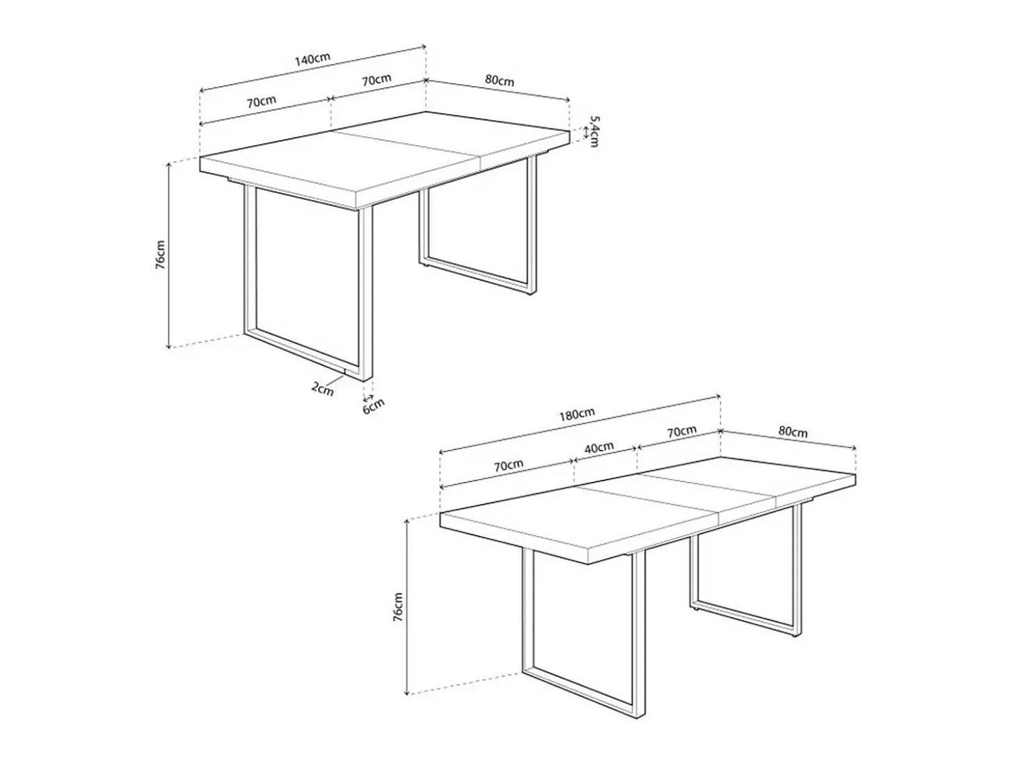 Mesa de comedor extensible Natural roble Nordish/negro 140-180x80x76 cm Adec
