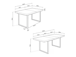 Mesa de comedor extensible Natural roble Nordish/negro 140-180x80x76 cm Adec