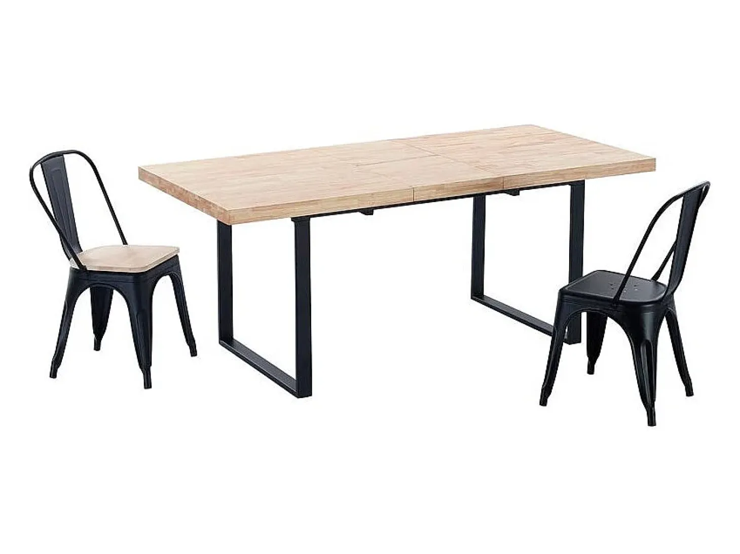 Mesa de comedor extensible Natural roble Nordish/negro 140-180x80x76 cm Adec