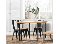 Mesa de comedor extensible Natural roble Nordish/negro 140-180x80x76 cm Adec