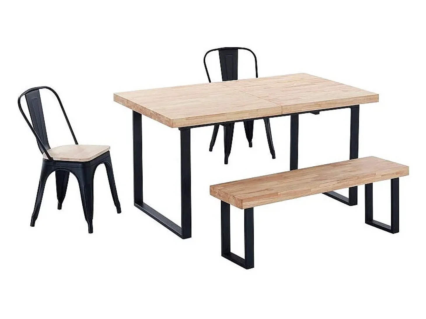 Mesa de comedor extensible Natural roble Nordish/negro 140-180x80x76 cm Adec