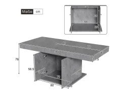 Mesa de comedor extensible (140/180 x 80 x 76 cm): ahorra espacio, multifuncional, aspecto hormigón.