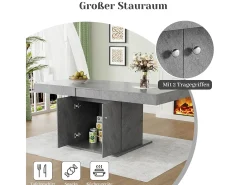Mesa de comedor extensible (140/180 x 80 x 76 cm): ahorra espacio, multifuncional, aspecto hormigón.