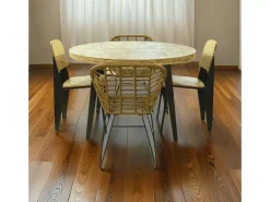 Mesa de comedor extensible Berg diseño redondo roble nordish/negro 76x120-160-200x120 cm Adec