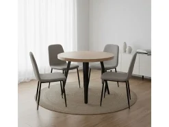Mesa de comedor extensible Berg diseño redondo roble nordish/negro 76x120-160-200x120 cm Adec