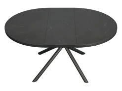 Mesa de comedor extensible para 4 a 6 personas en cerámica, MDF y metal - Efecto mármol marrón y gris - FEROLA