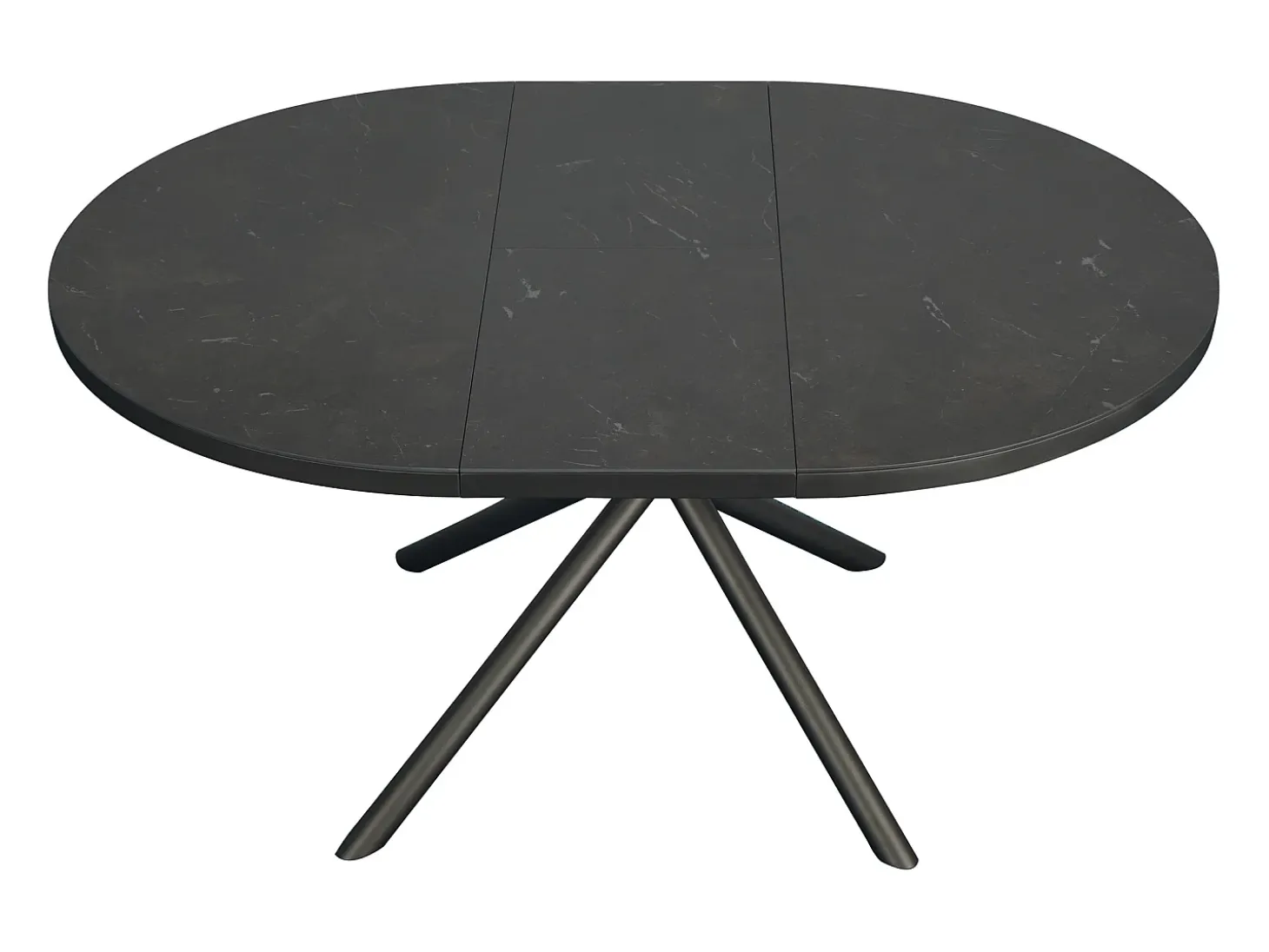 Mesa de comedor extensible para 4 a 6 personas en cerámica, MDF y metal - Efecto mármol marrón y gris - FEROLA