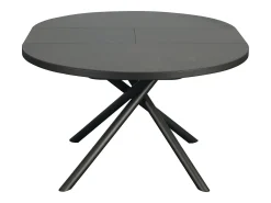 Mesa de comedor extensible para 4 a 6 personas en cerámica, MDF y metal - Efecto mármol marrón y gris - FEROLA