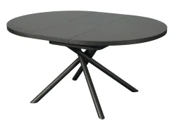 Mesa de comedor extensible para 4 a 6 personas en cerámica, MDF y metal - Efecto mármol marrón y gris - FEROLA