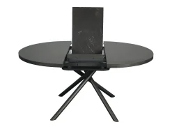 Mesa de comedor extensible para 4 a 6 personas en cerámica, MDF y metal - Efecto mármol marrón y gris - FEROLA