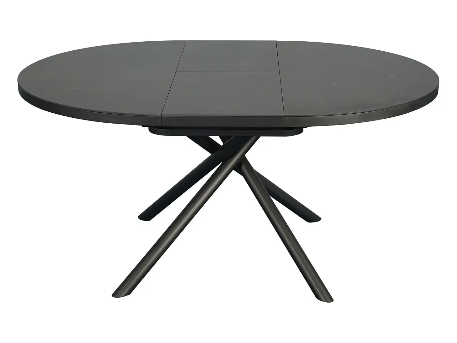 Mesa de comedor extensible para 4 a 6 personas en cerámica, MDF y metal - Efecto mármol marrón y gris - FEROLA